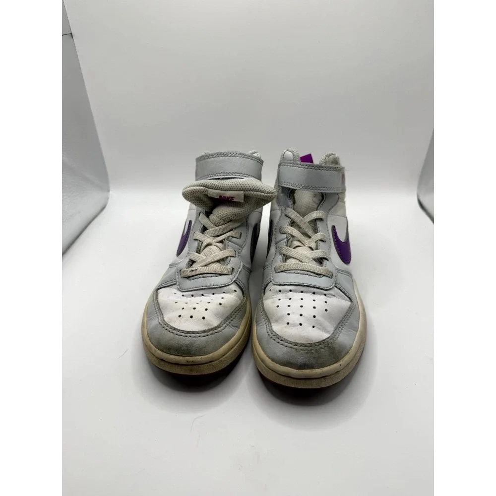 Nike Court Borough Mid 2 PS CD7783-009 Kid 13 Pure Platinum Purple Leather Shoes